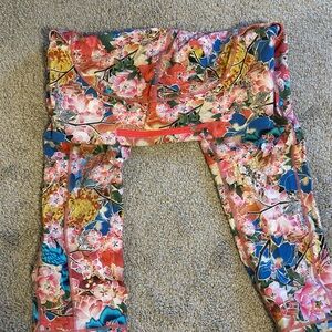 Lululemon Athletica Floral Leggings - Red and Blue